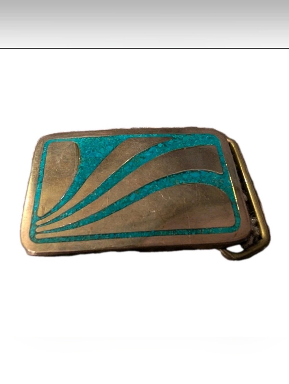 Turquoise Inlay BTS Brass Belt Buckle